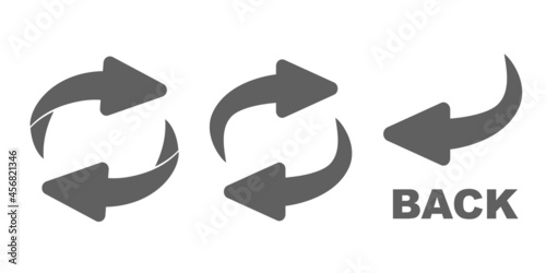 Page turn or back arrow flat vector set