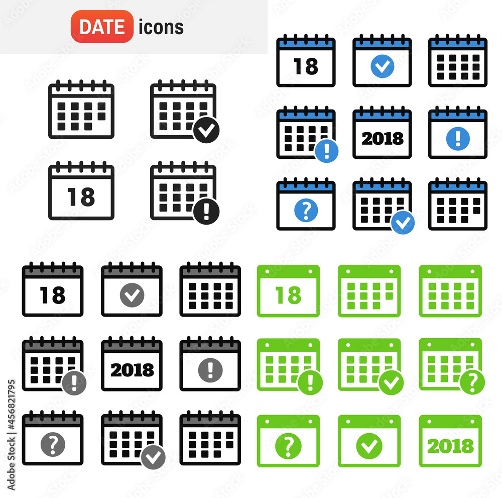 Vector Calendar Icons. Event add delete progress Vector Calendar Icons. Event add delete progress