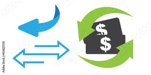 Page turn or back arrow flat vector set