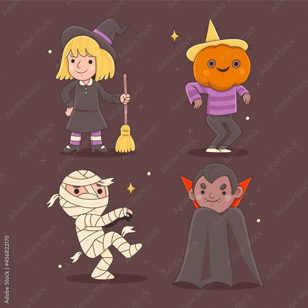 hand drawn halloween kids collection vector design illustration hand drawn halloween kids collection vector design illustration