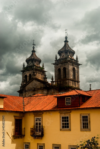 Monastery of Tibaes on a dramatic cloudy day, famous religious place of Minho region - Braga, Portugal