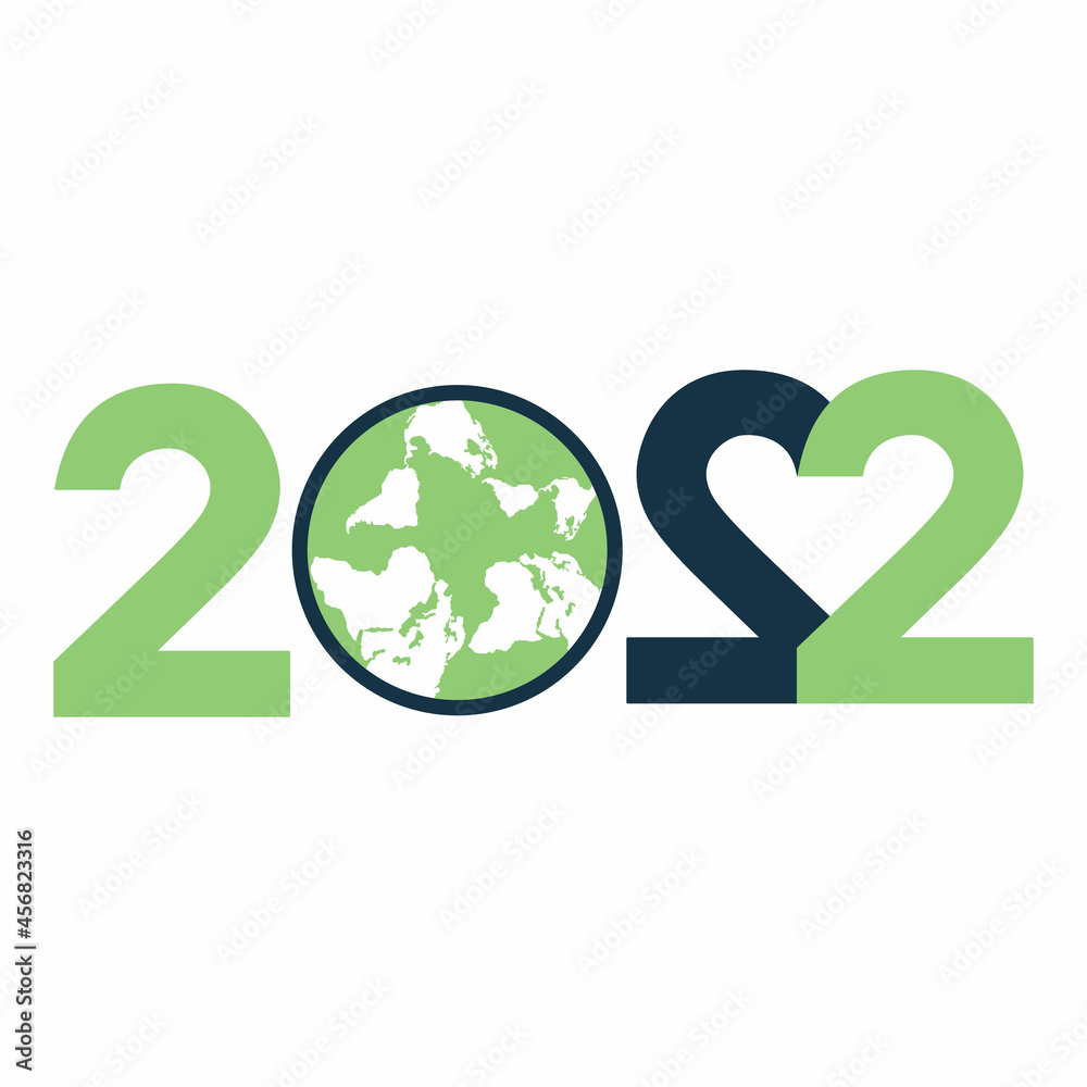 New Year 2022 with Earth globe concept. Creative greeting card design template. Universal Vector background New Year 2022 with Earth globe concept. Creative greeting card design template. Universal Vector background