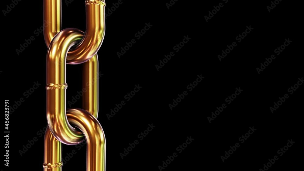 Realistic seamless looping closeup side view 3D animation of the spinning gold chain rendered in UHD with alpha matte Realistic seamless looping closeup side view 3D animation of the spinning gold chain rendered in UHD with alpha matte