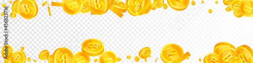 Thai baht coins falling. Charming scattered THB coins. Thailand money. Posh jackpot, wealth or success concept. Vector illustration.