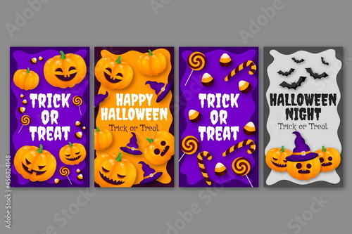 realistic halloween instagram stories collection vector design illustration