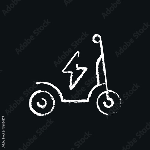 Electric scooter chalk icon. Vector isolated black illustration.