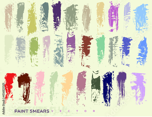 Grunge paint smears on rough surface with pallet knife vector illustration
