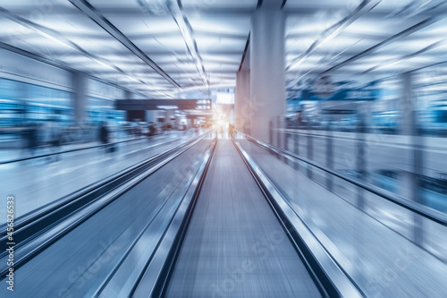 escalator motion blur in subway station