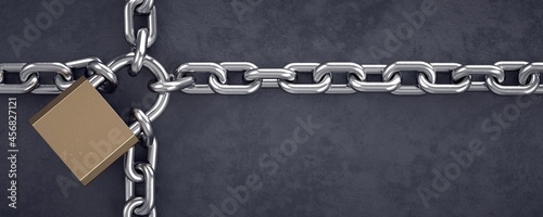 Chained and locked by a padlock.