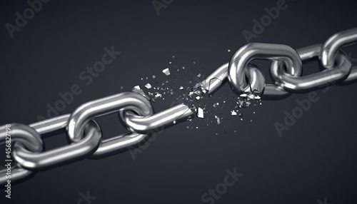 Obraz na płótnie Chain breaking with a lot of energy fragmenting the links.