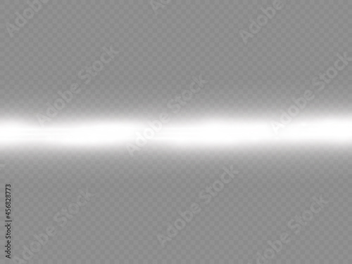 Horizontal light rays, flash white horizontal line