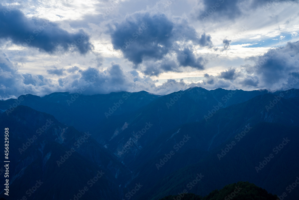 長野県安曇野市にある燕岳を登山する風景 A view of climbing Mt. Tsubame in Azumino City, Nagano Prefecture. 