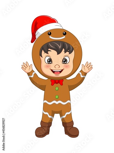 Cartoon little boy wearing cookie costume