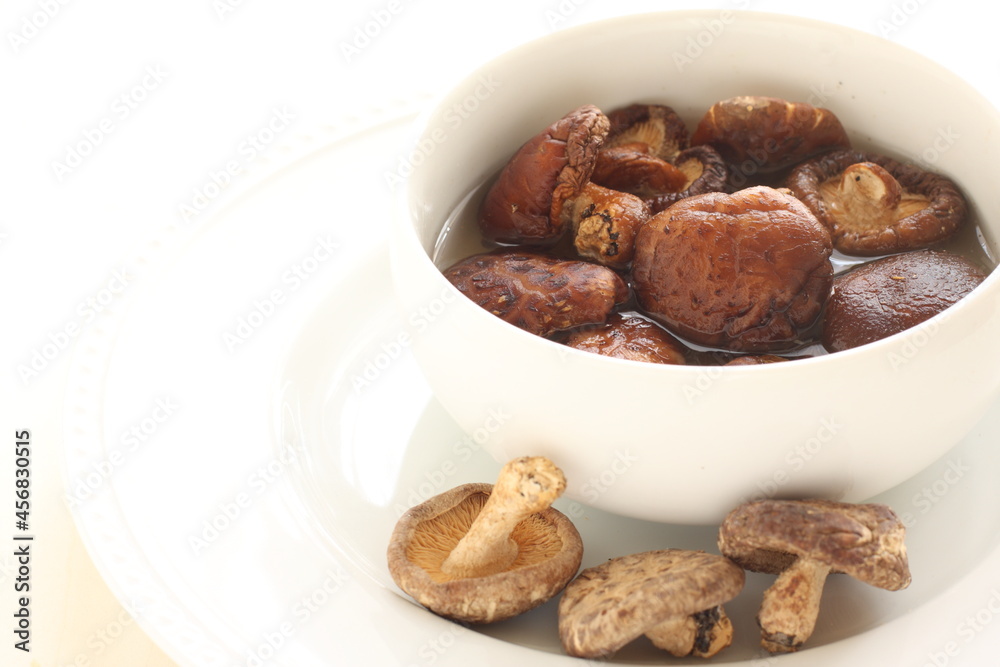 Shiitake mushroom soaked in water for cooking ingredient Shiitake mushroom soaked in water for cooking ingredient