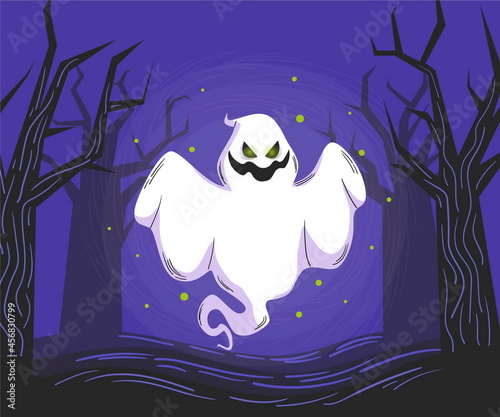 hand drawn halloween ghost vector design illustration