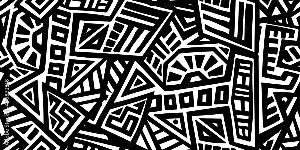 Unique Geometric Vector Seamless Pattern made in ethnic style. Aztec textile print. African traditional design. Creative boho pattern. Perfect for site backgrounds, wrapping paper and fabric design.