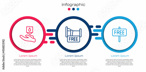 Set line Blood donation, Free overnight stay house and sign. Business infographic template. Vector