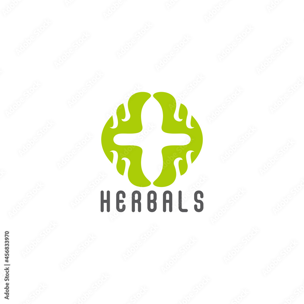plus medical green herbals leaf symbol logo vector plus medical green herbals leaf symbol logo vector