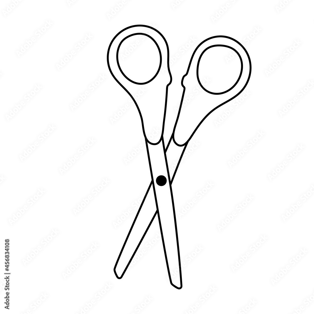 Scissors icon in doodle style. Vector illustration. Scissors icon in doodle style. Vector illustration.