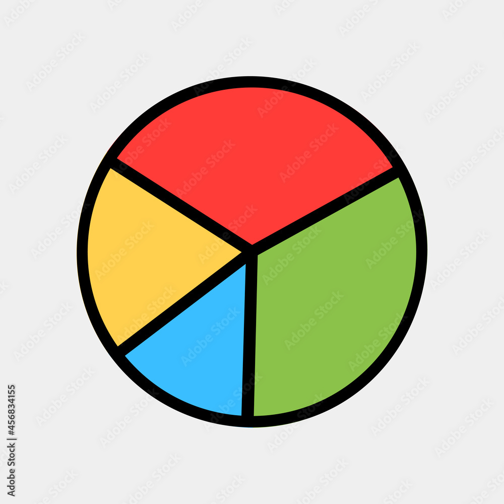 Vector illustration of pie chart icon in filled line style for any projects Vector illustration of pie chart icon in filled line style for any projects