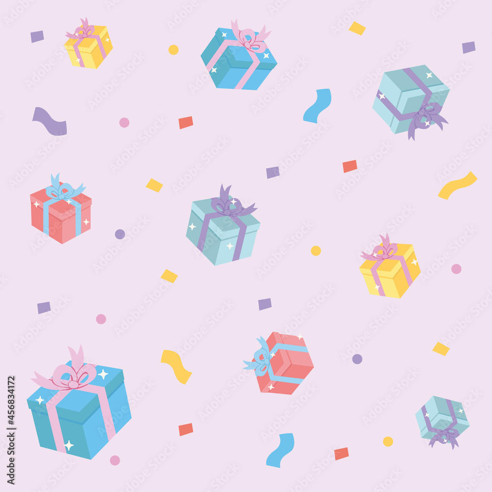 Cute gift boxes on pink background and colorful ribbon. Cute gift boxes on pink background and colorful ribbon.