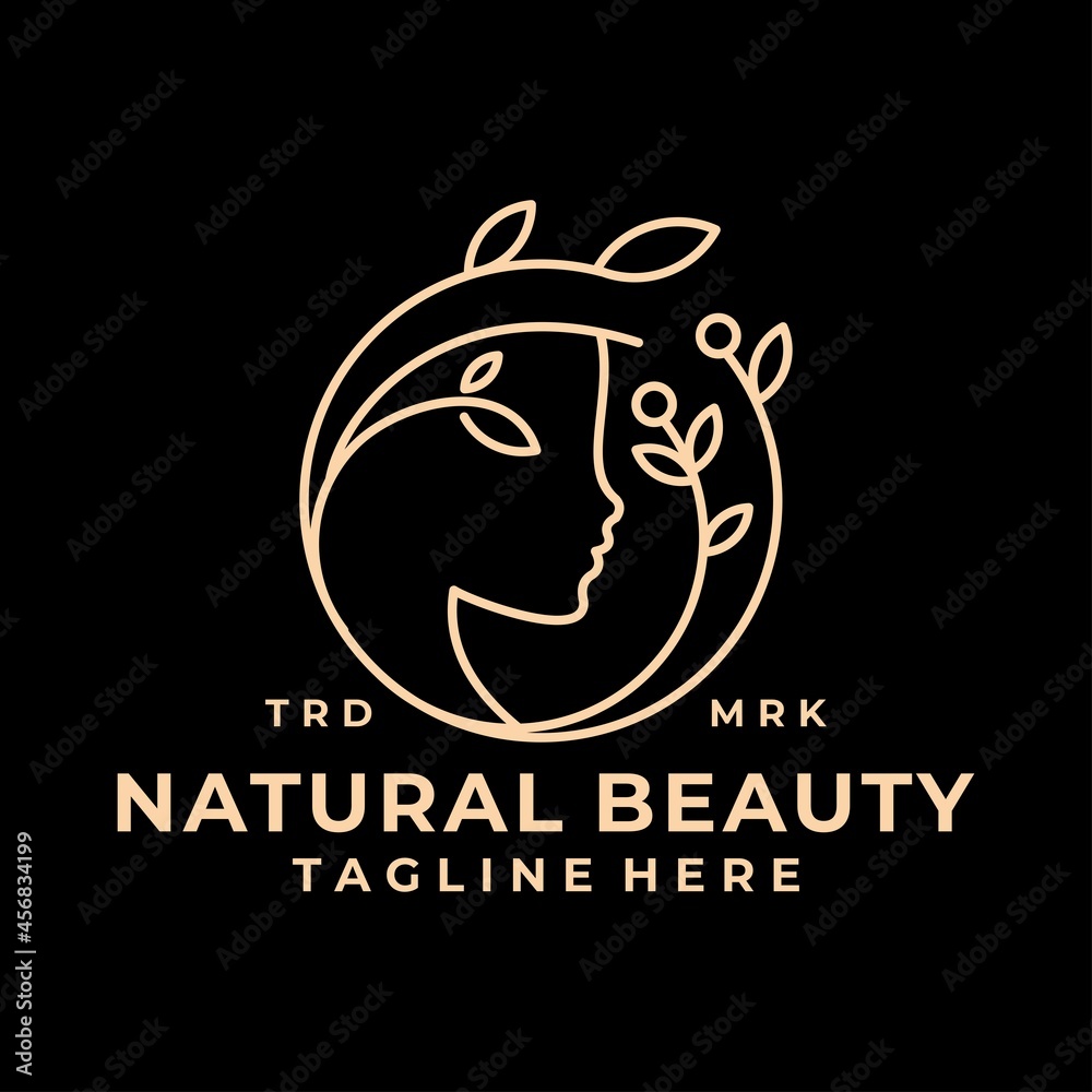 Luxury Line Art Beauty Leaf Salon Logo Vector