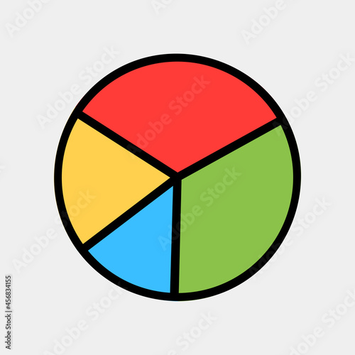 Vector illustration of pie chart icon in filled line style for any projects