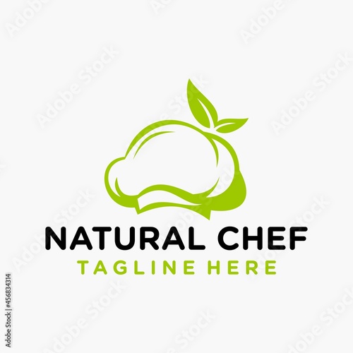 Modern Chef Hat With Leaf Logo Vector