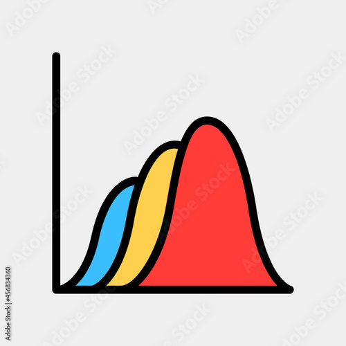 Vector illustration of wave chart icon in filled line style for any projects