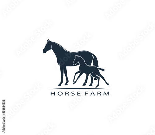 Print op canvas Logo design of a warm-blooded mare with a foal