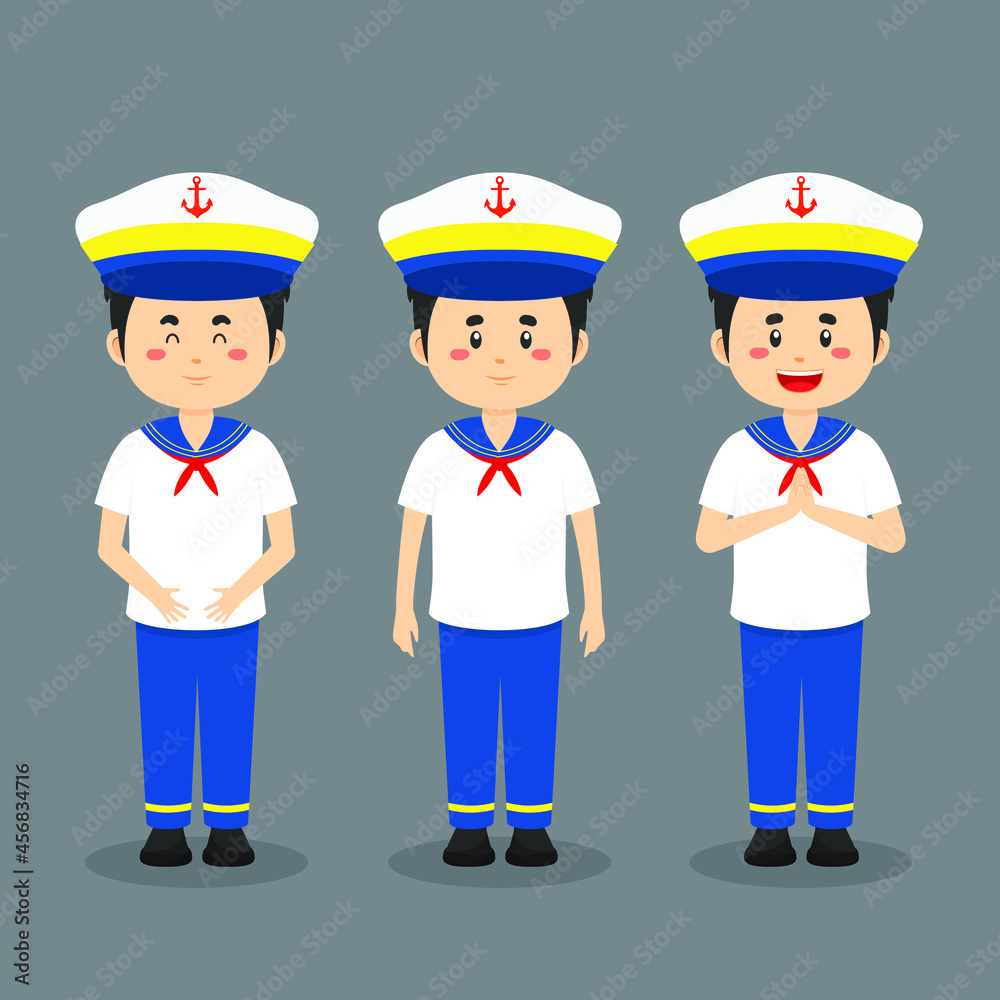 Sailor Character with Various Expression Sailor Character with Various Expression