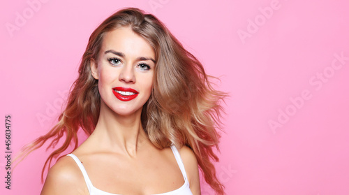 lifestyle and people concept: Young cute smiling blond girl