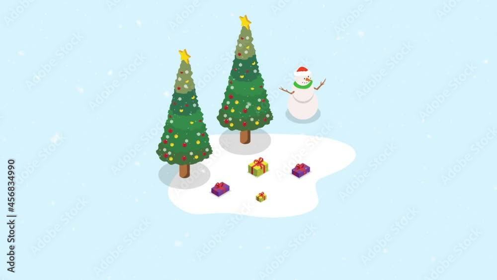 Cute snowman standing with Christmas presents Cute snowman standing with Christmas presents