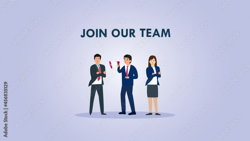 Three business people with Join Our Team text Three business people with Join Our Team text