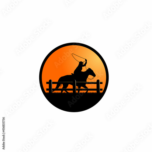 Cowboy logo design using rope, twilight time