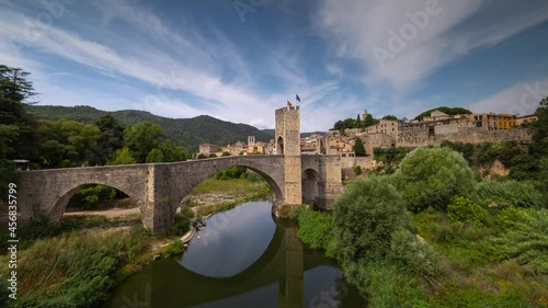 The bridge and river Fluvia at Besalu, Girona, Catalonia, Spain photo