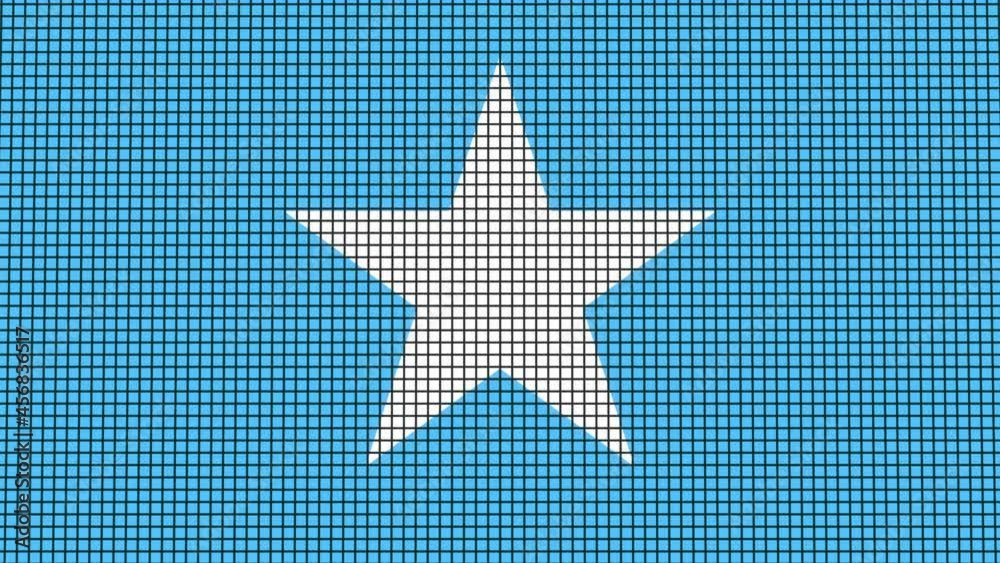 Somalia Flag animated in pixel grid style technology background