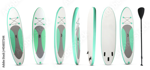 Canvas-taulu Collage of sup board with paddle on white background