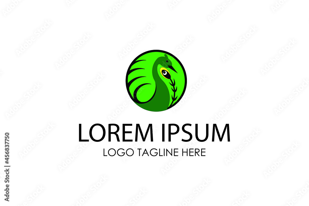 green peacock bird in circle icon for simple flat cartoon mascot character  elegance luxury spa and woman beauty care Stock Vector | Adobe Stock
