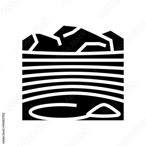 opencast goldmine glyph icon vector. opencast goldmine sign. isolated contour symbol black illustration