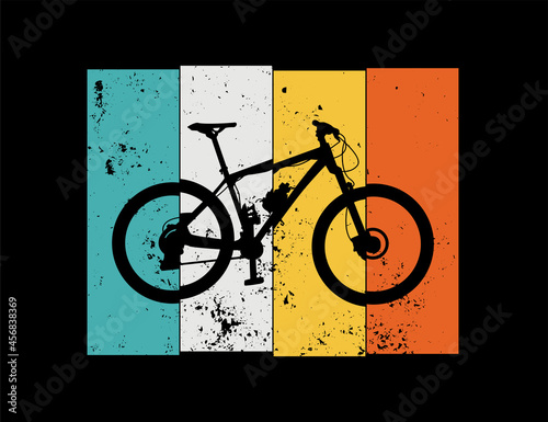 Mountain bike or bicycle silhouette retro illustration design