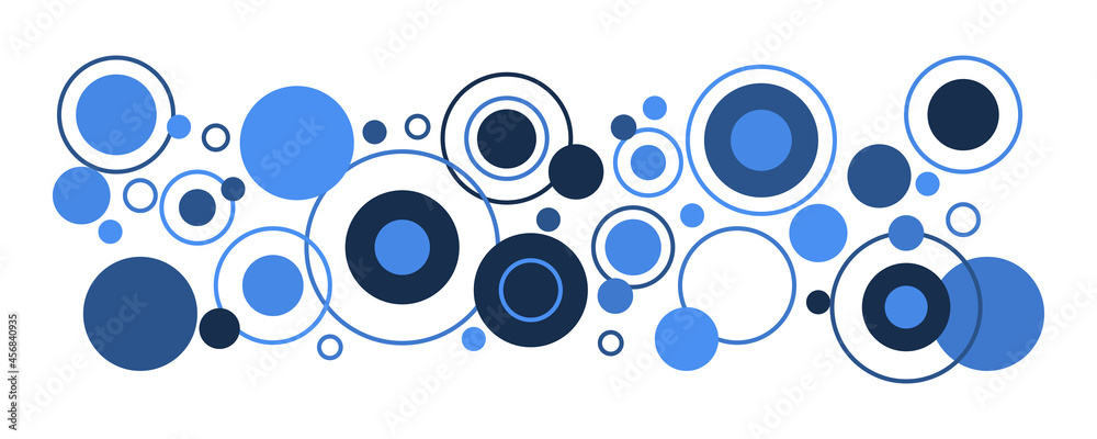Portada de círculos azules de diferentes tamaños. Concepto de decoraciones  y arte. Ilustración vectorial. ilustração do Stock | Adobe Stock