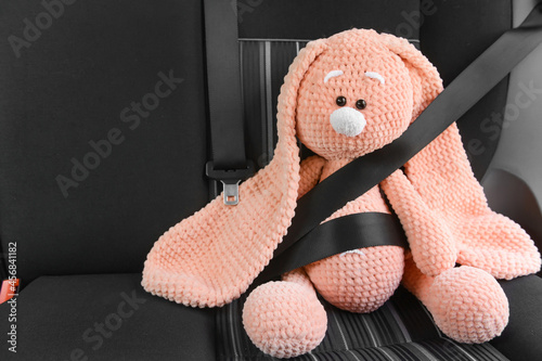 Fastened toy bunny sitting ...