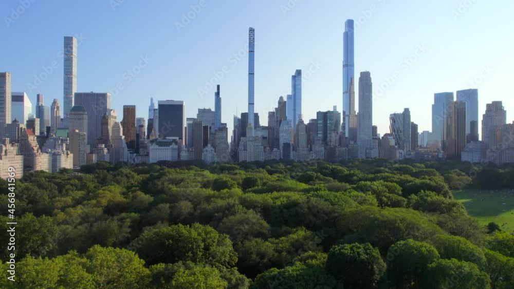 September 2021 - 4K aerial of Manhattan from Central Park, NYC, USA