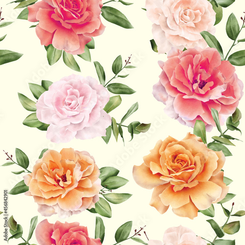 Watercolor Floral Seamless Pattern Template Design