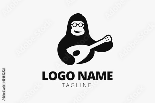 guitar monkey logo, This lgoo is suitable for companies who love animals, especially monkeys or gorillas  photo