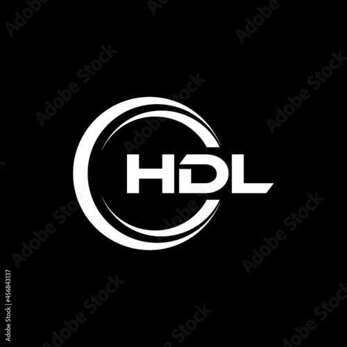 HDL letter logo design with black background in illustrator, vector logo modern alphabet font overlap style. calligraphy designs for logo, Poster, Invitation, etc.