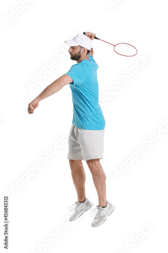 Sporty male badminton playe...