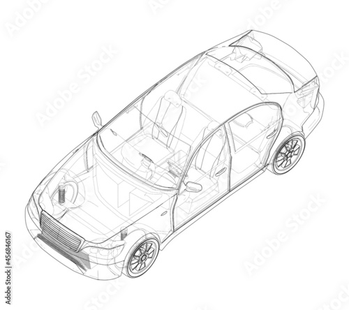 Electromobile. Vector Orthography