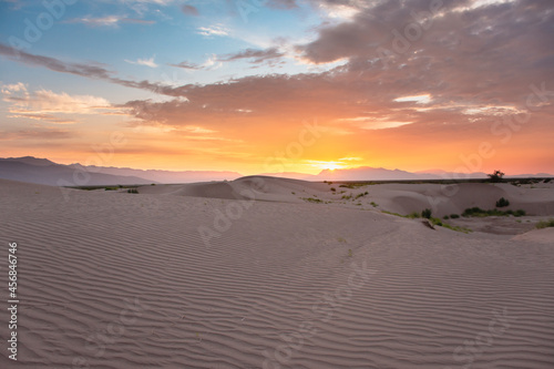 Landscape of a Sunset at desert sand dunes